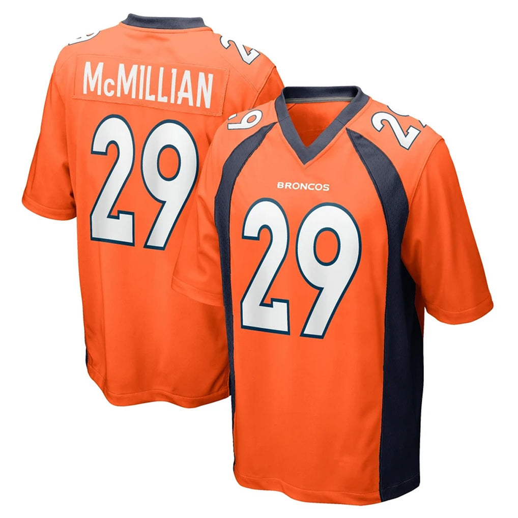 D.Broncos #29 Ja'Quan McMillian Player Orange Color Home Game CAdoa Stitched Jerseys