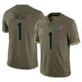 H.Texans #1 Tank Dell Player Olive Salute To Service Limited CAdoa Stitched Jerseys