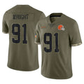 C.Browns #91 Alex Wright Player Olive Salute to Service Limited Game CAdoa Stitched Jerseys