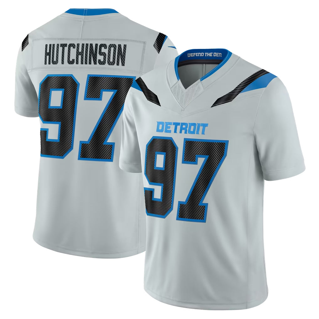 D.Lions #97 Aidan Hutchinson Player Silver Limited 2026 Rivalries Collection Home Game CAdoa Stitched Jerseys