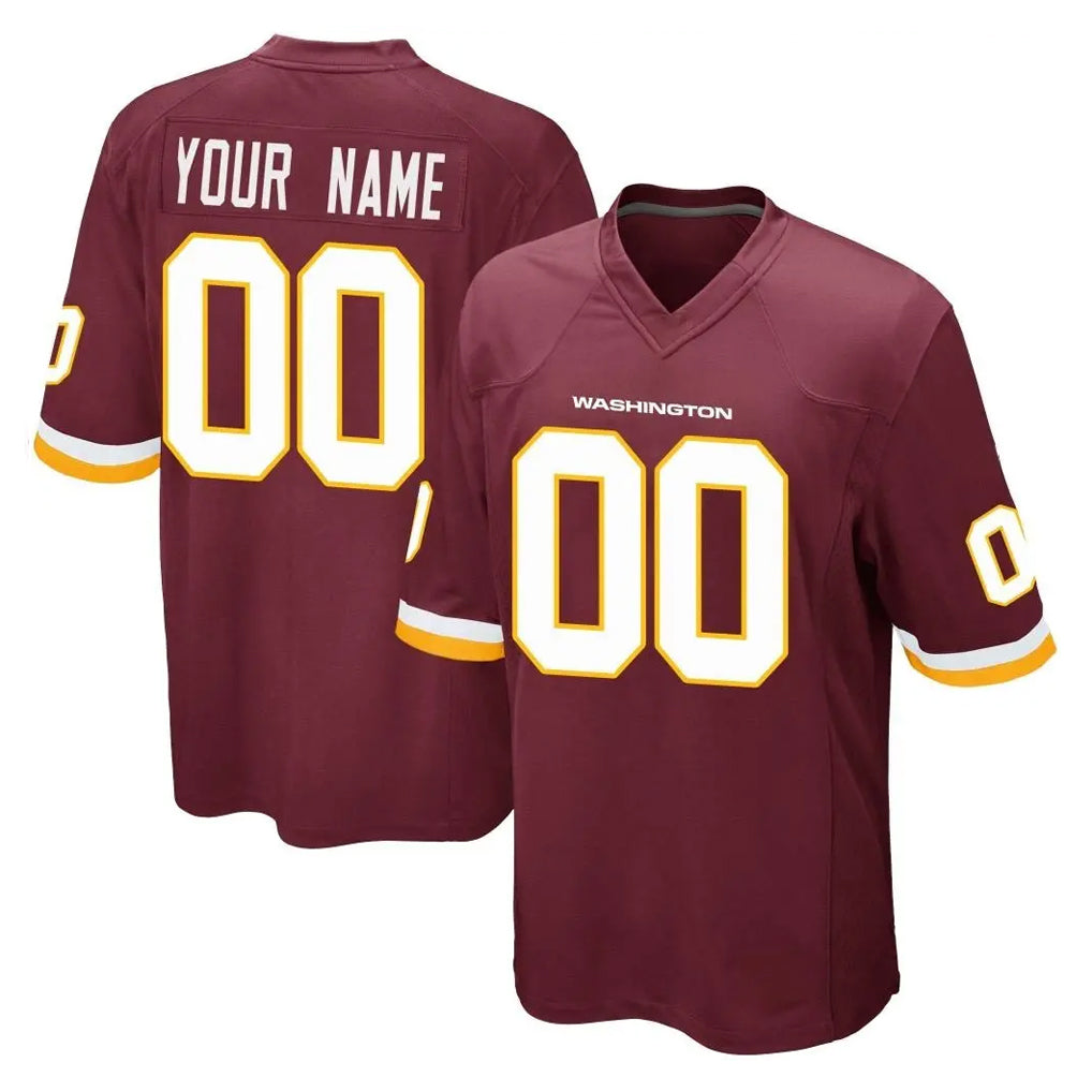 Custom W.Commanders Burgundy Team Color Home Game Any Name & Numbers CAdoa Stitched Jerseys