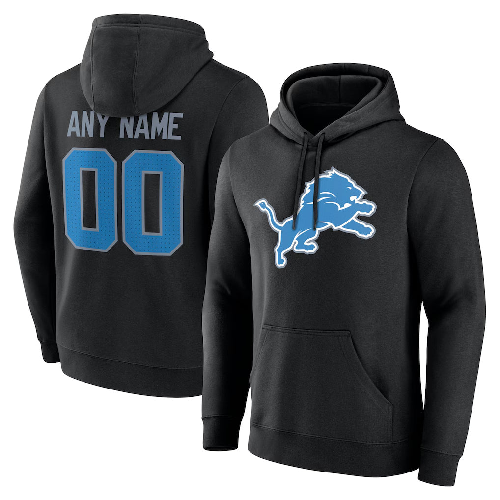 Custom D.Lions Black Pullover Hoodies Limited Any Name & Numbers CAdoa Stitched Jerseys