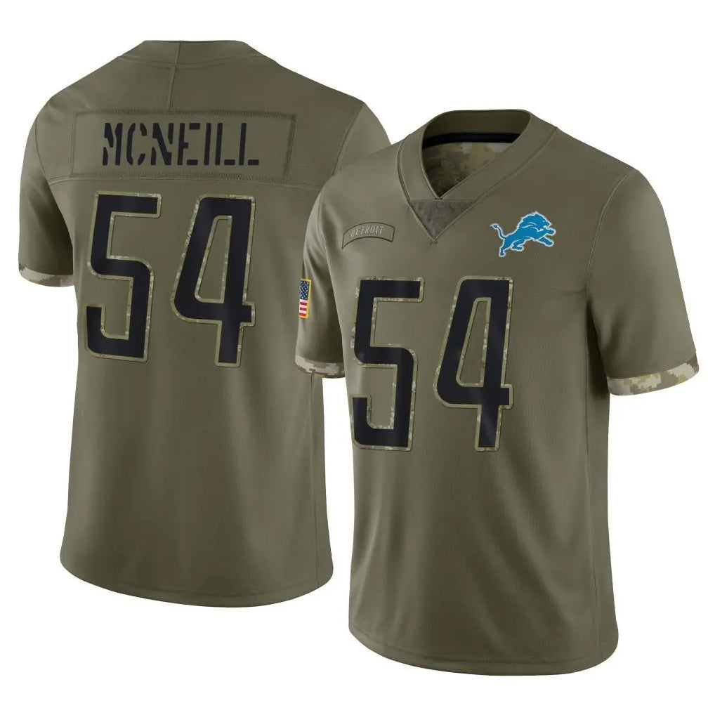 D.Lions #54 Alim McNeill Player Olive Salute To Service Limited CAdoa Stitched Jerseys