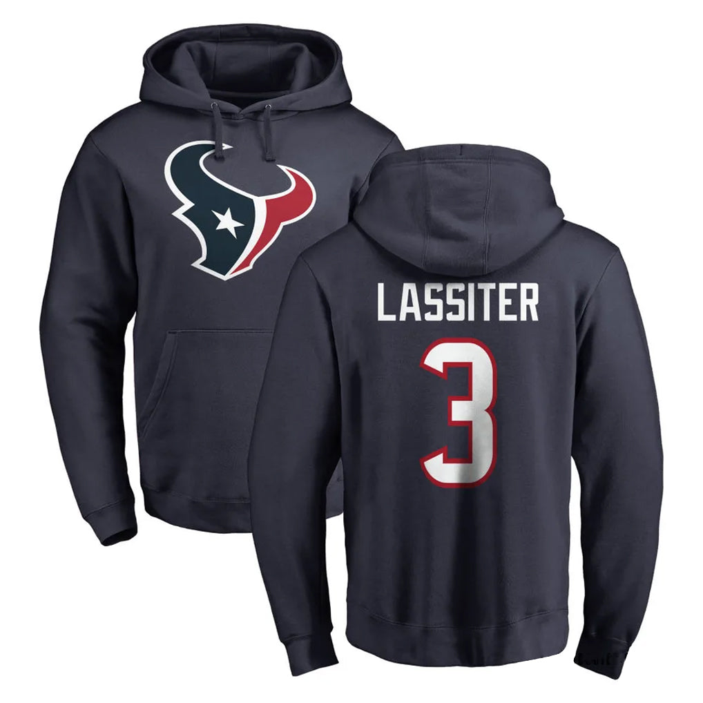 H.Texans #3 Kamari Lassiter Player Navy Pro Line Pullover Hoodie Limited Game CAdoa Stitched Jerseys