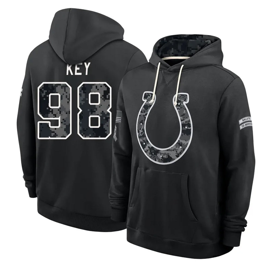 IN.Colts #98 Arden Key Player 2026 Black Logo Pullover Hoodies Limited Game CAdoa Stitched Jerseys