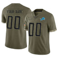 Custom D.Lions Olive Salute To Service Limited Any Name & Numbers CAdoa Stitched Jerseys