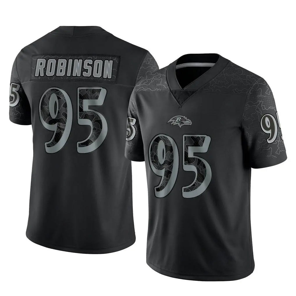 B.Ravens #95 Tavius Robinson Player Black REFLECTIVE Limited CAdoa Stitched Jerseys