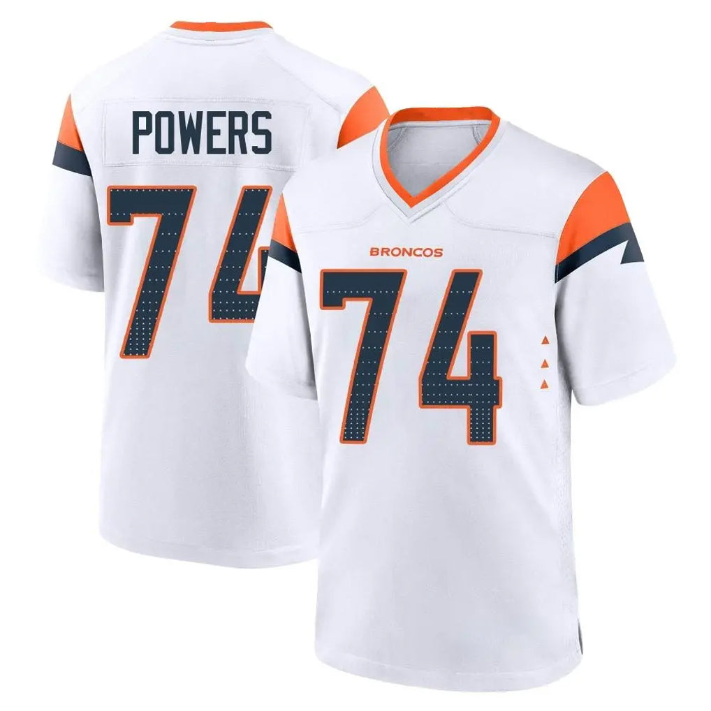 D.Broncos #74 Ben Powers Player White Home Game CAdoa Stitched Jerseys