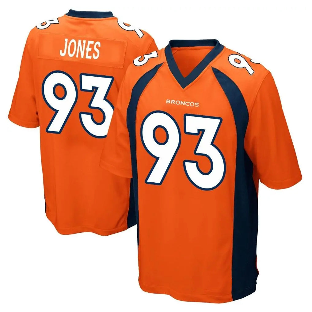 D.Broncos #93 D.J. Jones Player Orange Color Home Game CAdoa Stitched Jerseys