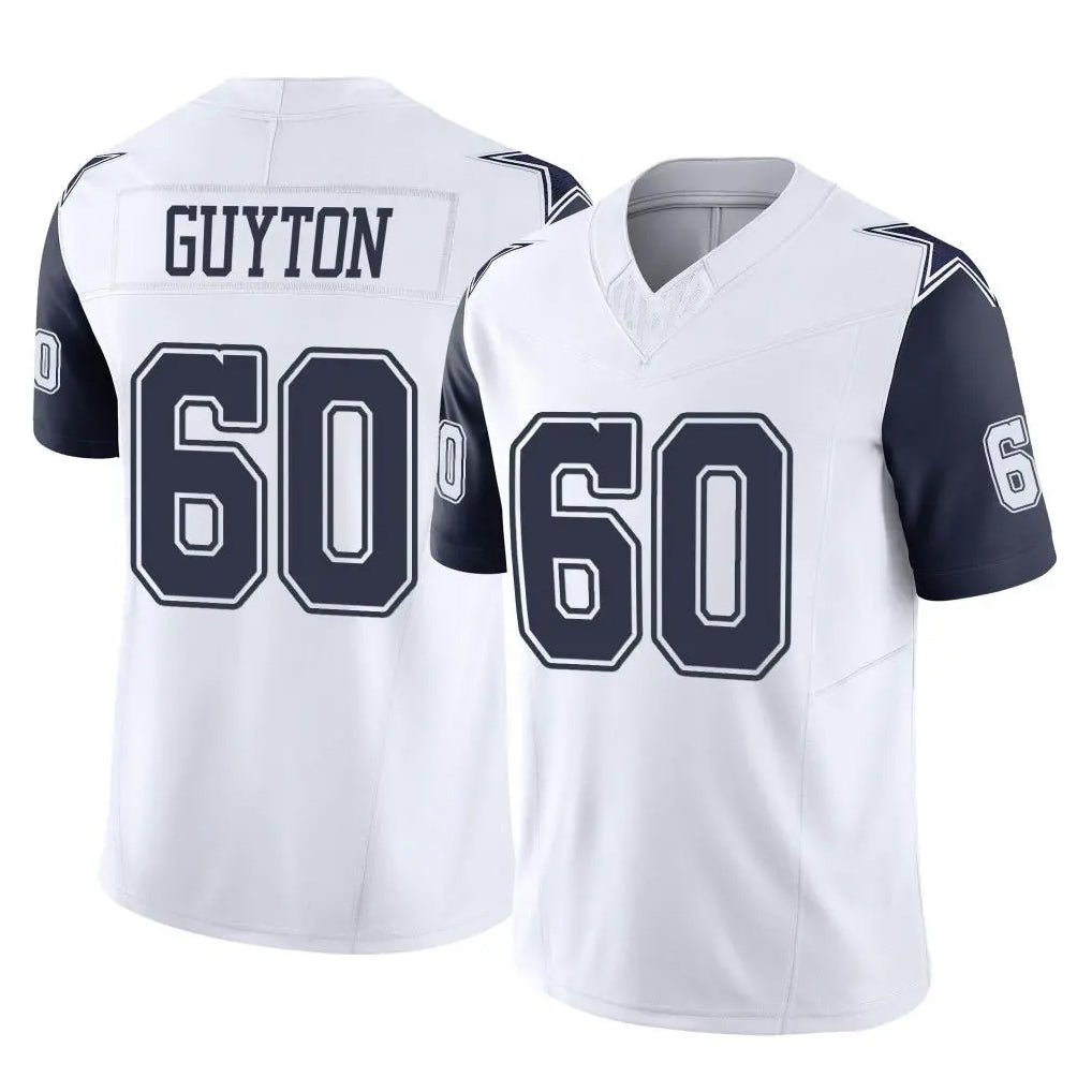D.Cowboys #60 Tyler Guyton Player White-Navy Limited Vapor F.U.S.E. Home Game CAdoa Stitched Jerseys
