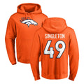D.Broncos #49 Alex Singleton Player Orange Pullover Hoodie Limited CAdoa Stitched Jerseys