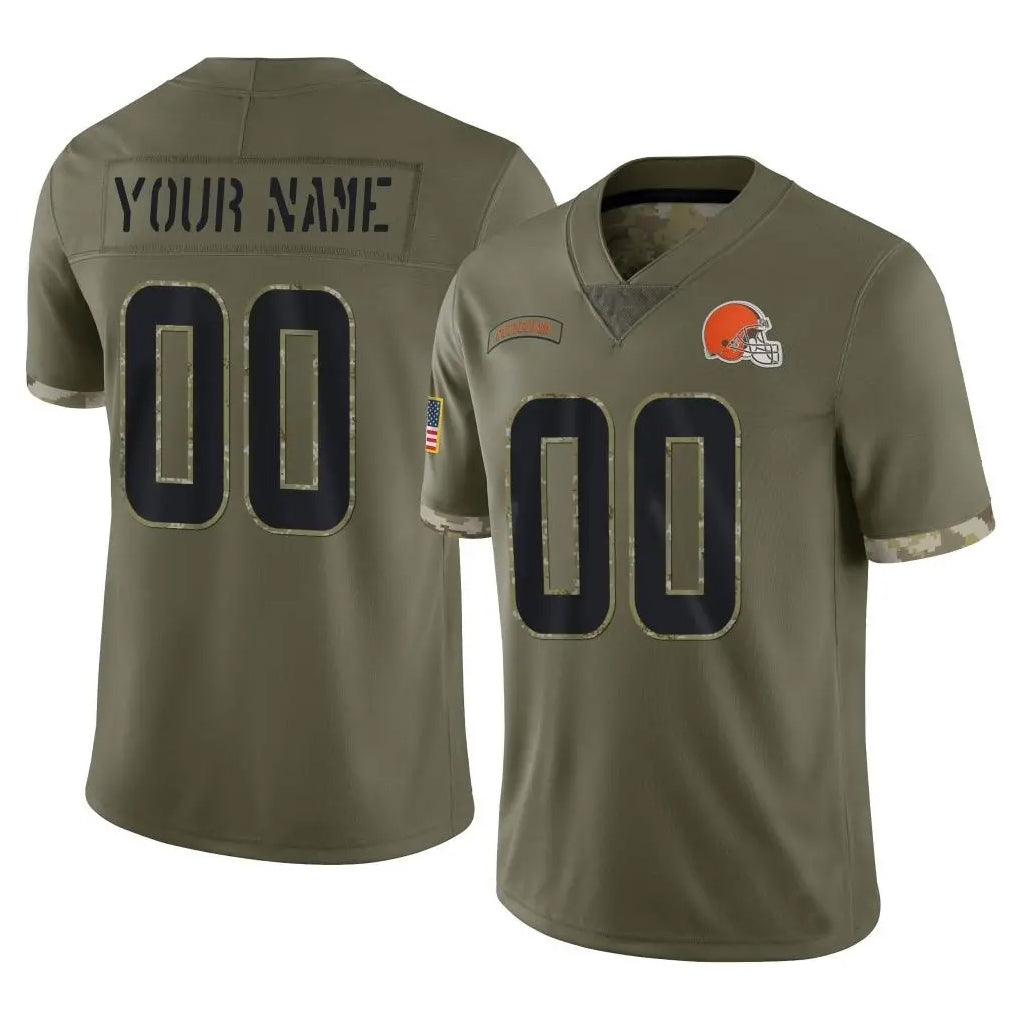Custom C.Browns Olive Salute to Service Limited Game Any Name & Numbers CAdoa Stitched Jerseys