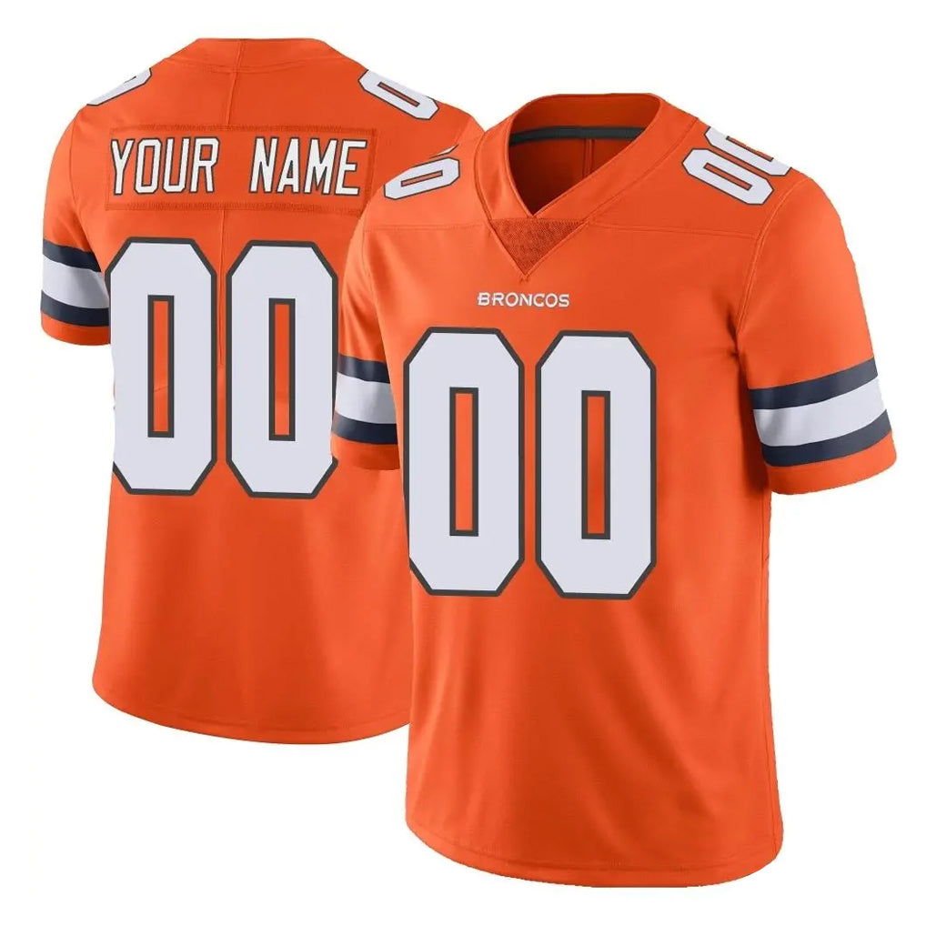 Custom D.Broncos Orange Vapor Untouchable Limited Home Game Any Name & Numbers CAdoa Stitched Jerseys