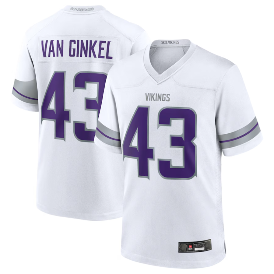 CAdoa #43 Andrew Van Ginkel Player MN.Vikings White Alternate Game Stitched Jerseys