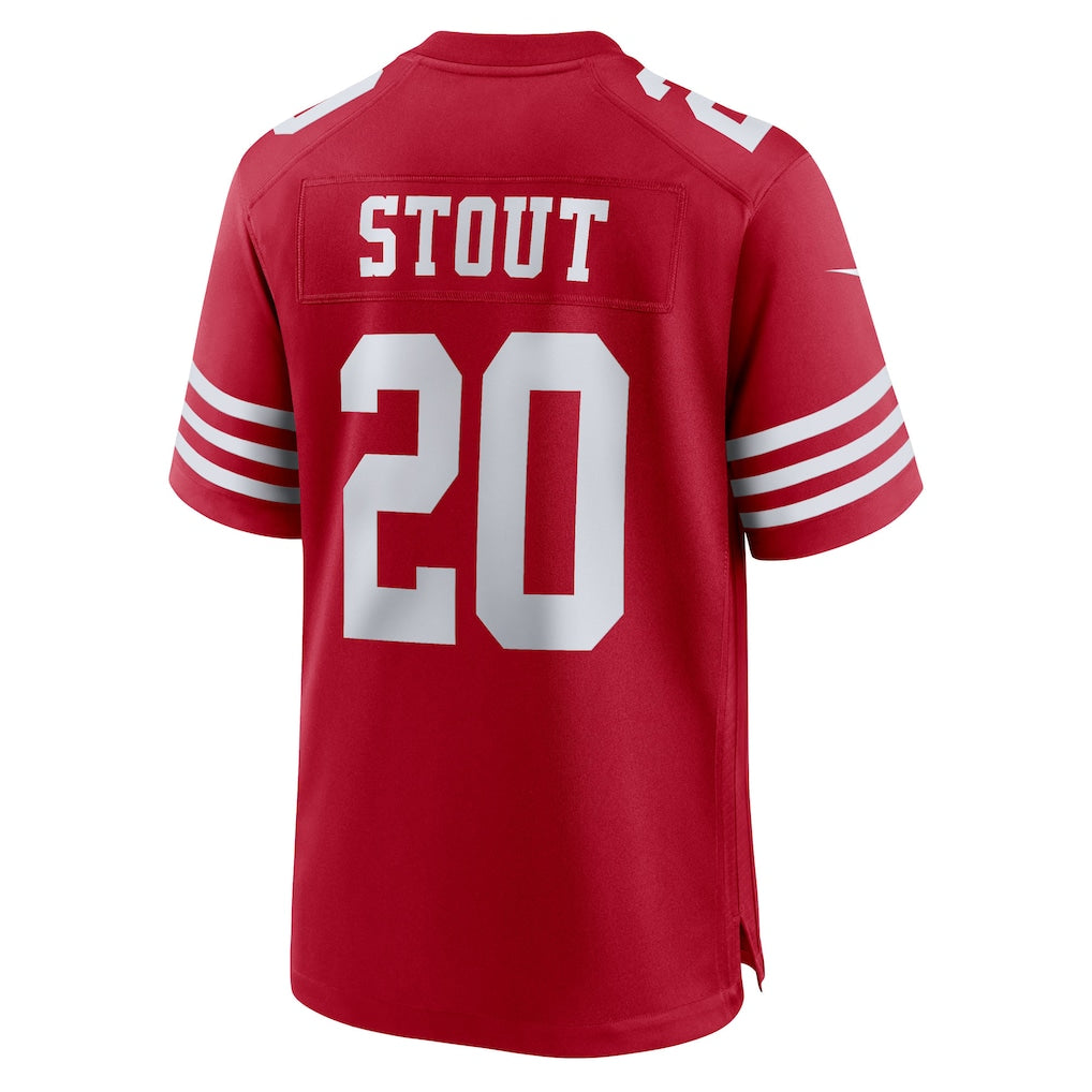 CAdoa SF.49ers #20 Upton Stout Scarlet Team Game Jersey