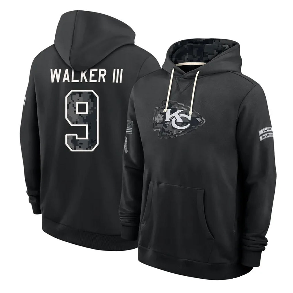 KC.Chiefs #9 Kenneth Walker III Player 2026 Black Logo Pullover Hoodies Limited Game Stitched Jerseys
