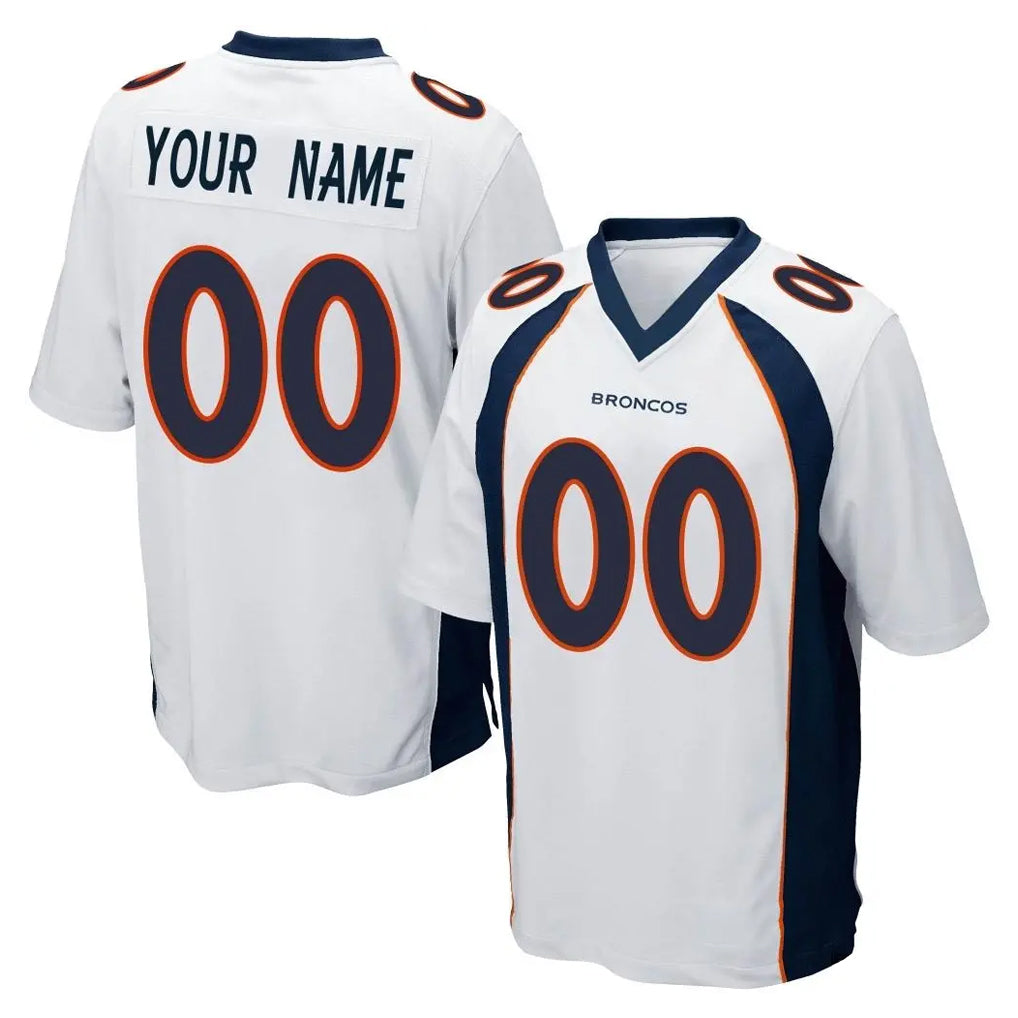 Custom D.Broncos White Game Any Name & Numbers CAdoa Stitched Jerseys