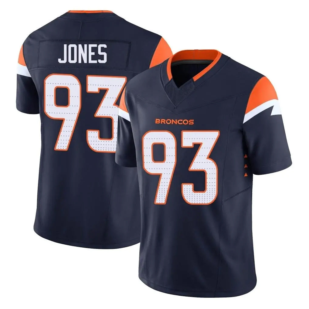D.Broncos #93 D.J. Jones Player Navy Limited Vapor F.U.S.E. Home Game CAdoa Stitched Jerseys