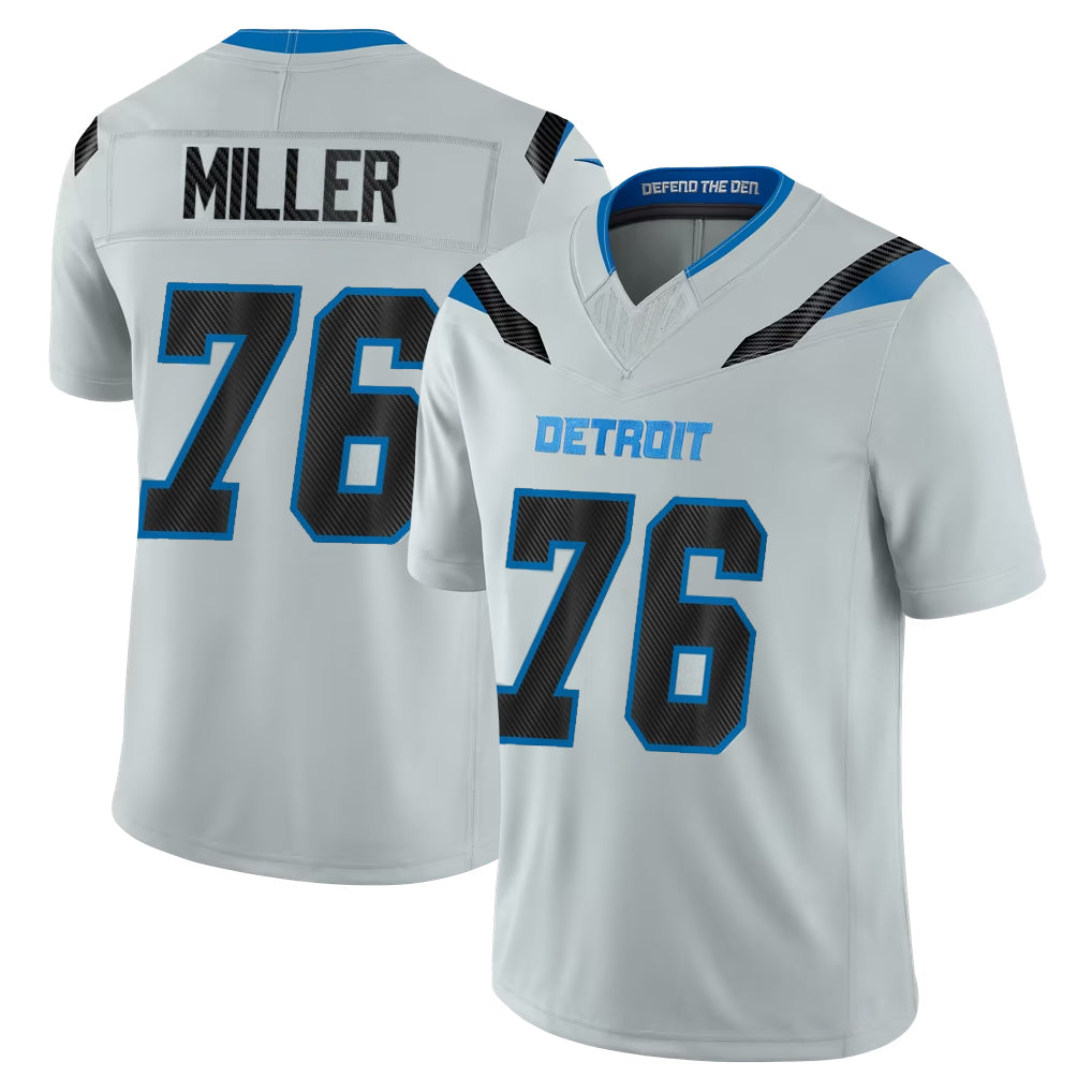 D.Lions #76 Blake Miller Player Silver Limited 2026 Rivalries Collection Home Game CAdoa Stitched Jerseys