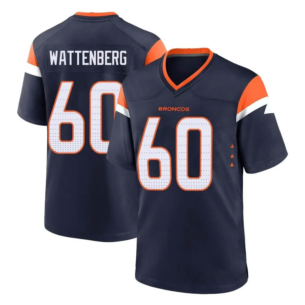 D.Broncos #60 Luke Wattenberg Player Navy Home Game CAdoa Stitched Jerseys
