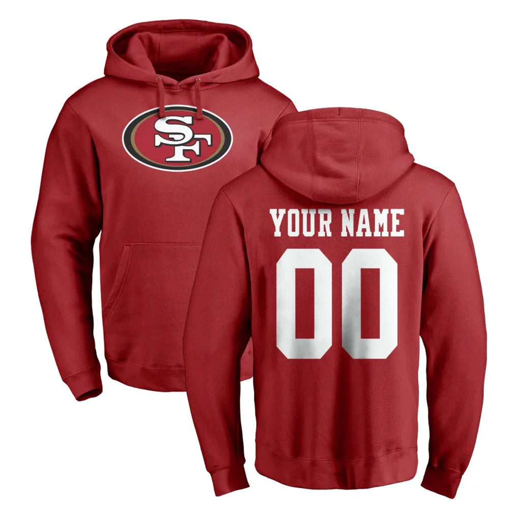 Custom SF.49ers Red LOGO Pullover Hoodies Home Game Any Name & Numbers CAdoa Stitched Jerseys