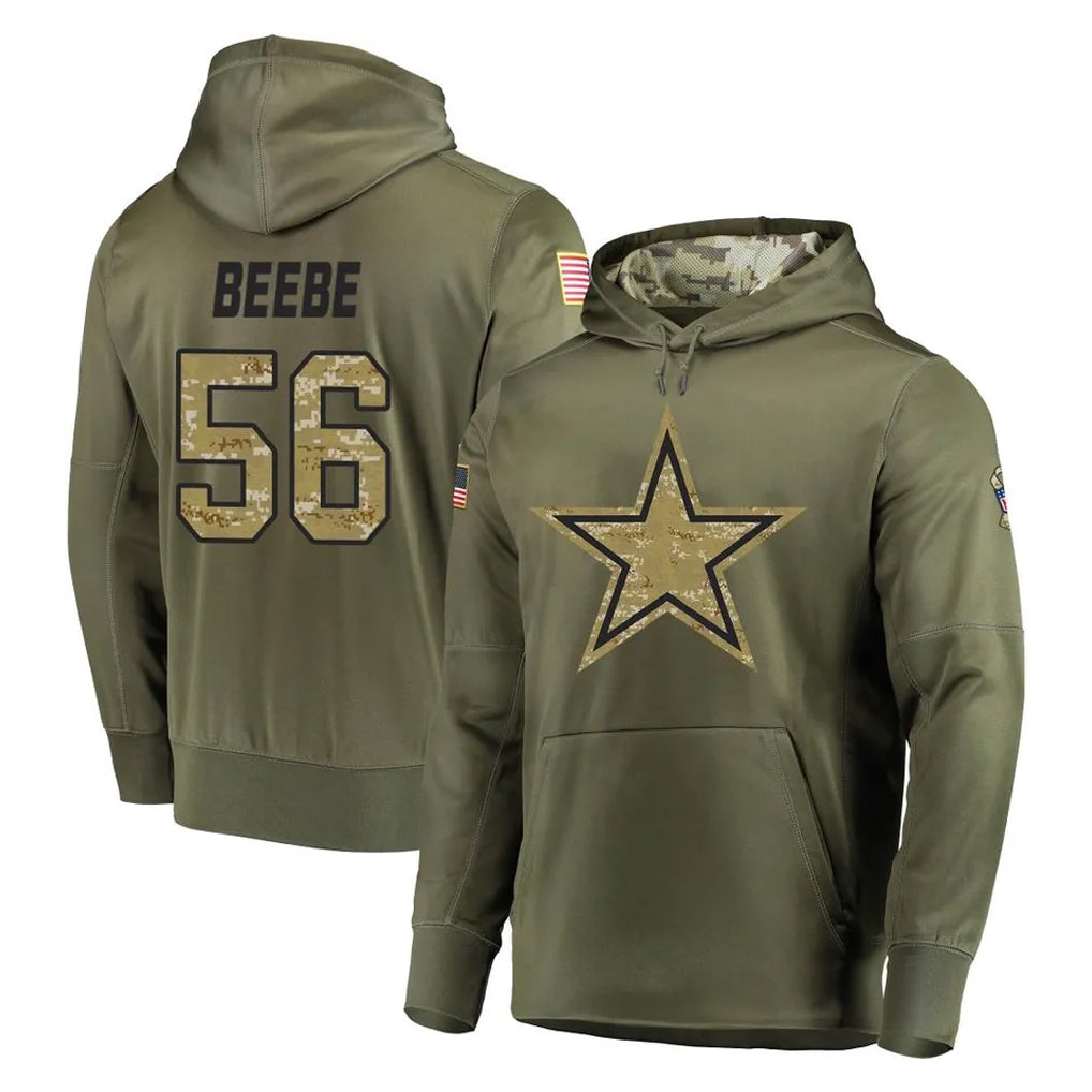 D.Cowboys #56 Cooper Beebe Player Olive Salute to Service Pullover Hoodies Home Game CAdoa Stitched Jerseys