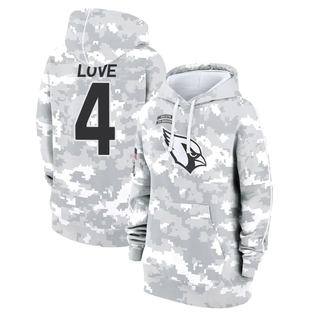 A.Cardinals #4 Jeremiyah Love Player Arctic Camo Salute to Service Hoodies beagls Stitched Jerseys