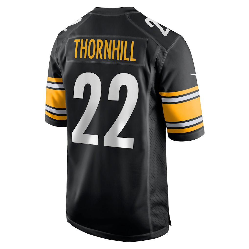 CAdoa P.Steelers #22 Juan Thornhill Black Team Game Jersey