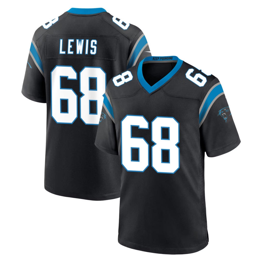 C.Panthers #68 Damien Lewis Player Black Limited Home Game CAdoa Stitched Jerseys