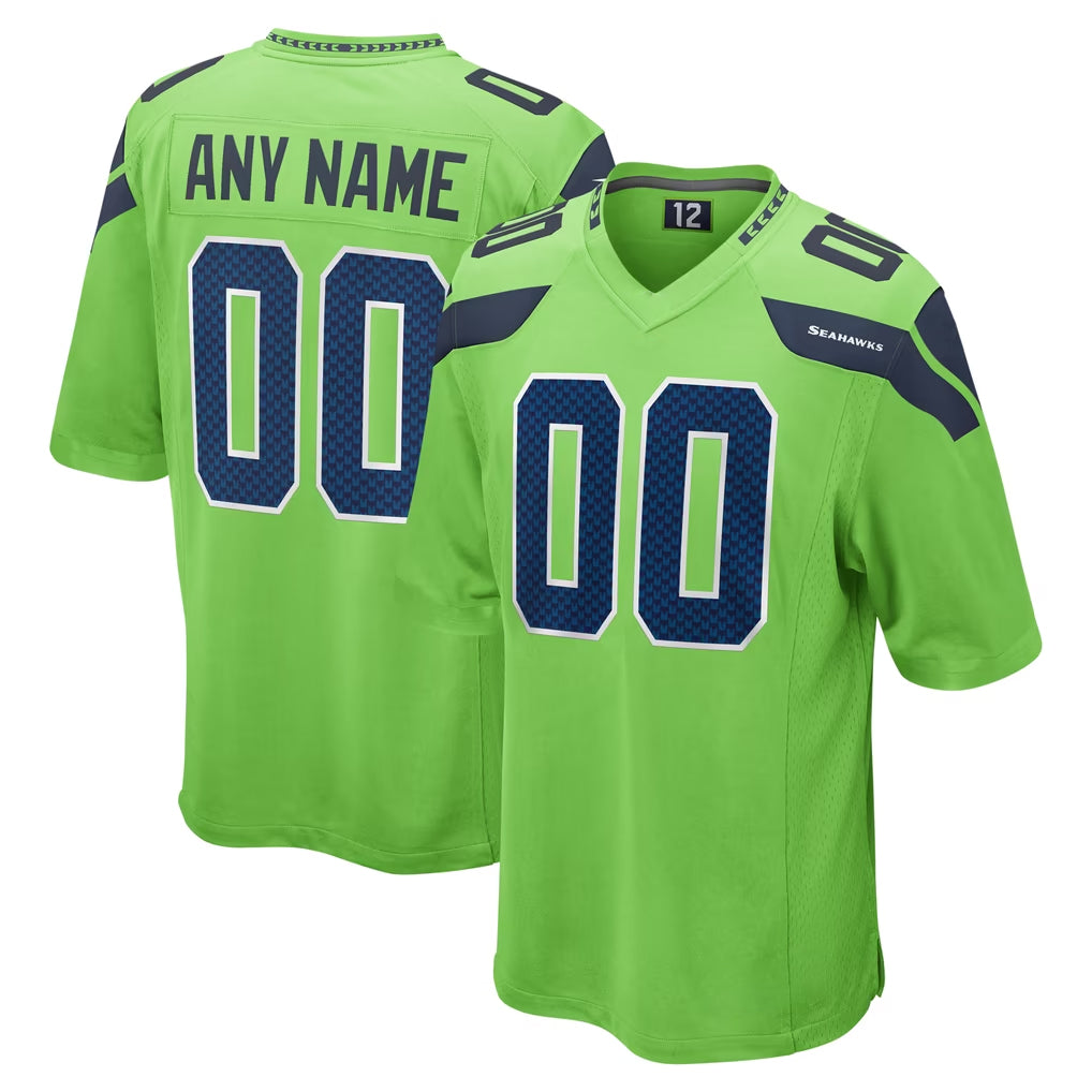 Custom S.Seahawks Green Home Game Any Name & Numbers CAdoa Stitched Jerseys