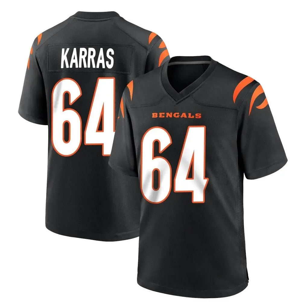 C.Bengals #64 Ted Karras Player Black Home Game CAdoa Stitched Jerseys