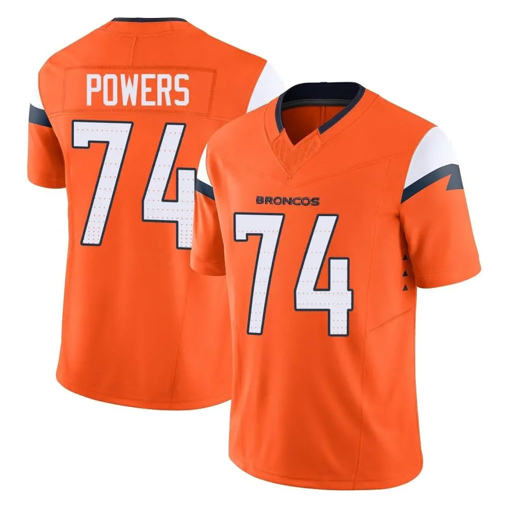 D.Broncos #74 Ben Powers Player Orange Vapor F.U.S.E. Limited Home Game CAdoa Stitched Jerseys