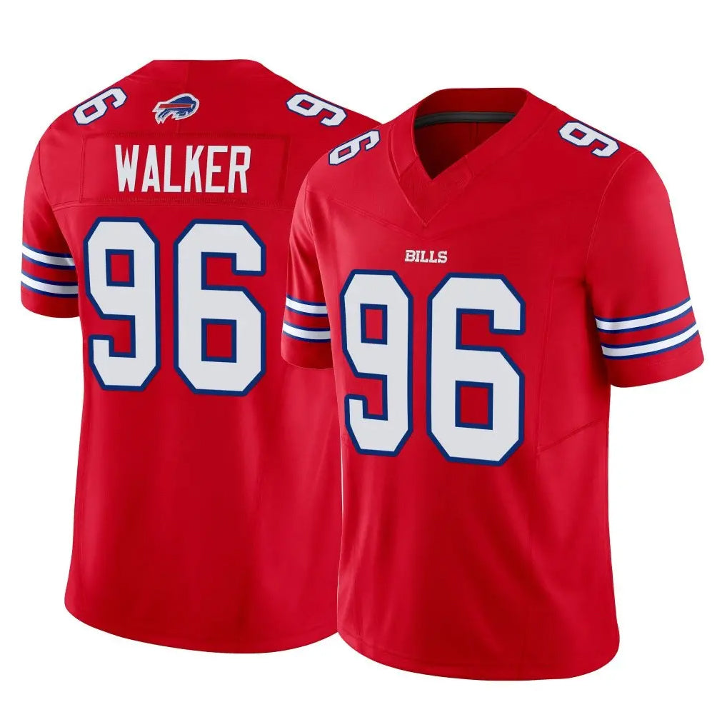 B.Bills #96 Deone Walker Player Red Vapor F.U.S.E. Jersey Limited Home Game CAdoa Stitched Jerseys