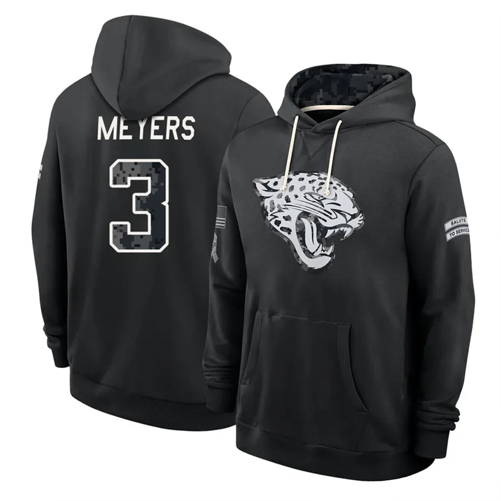 J.Jaguars #3 Jakobi Meyers Player 2026 Black Logo Pullover Hoodies Limited Game CAdoa Stitched Jerseys