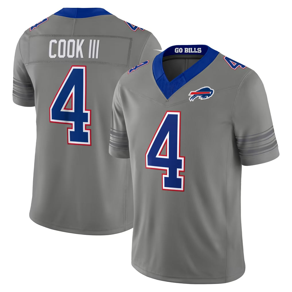 B.Bills #4 James Cook III Player Gray Limited Nickel City Home Game CAdoa Stitched Jerseys