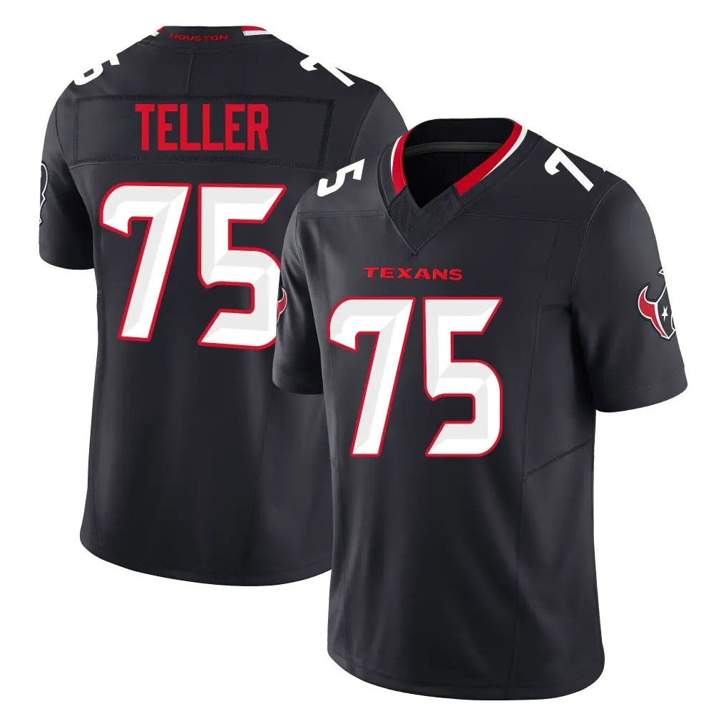 H.Texans #75 Wyatt Teller Player Navy Limited Alternate Vapor F.U.S.E. Home Game CAdoa Stitched Jerseys