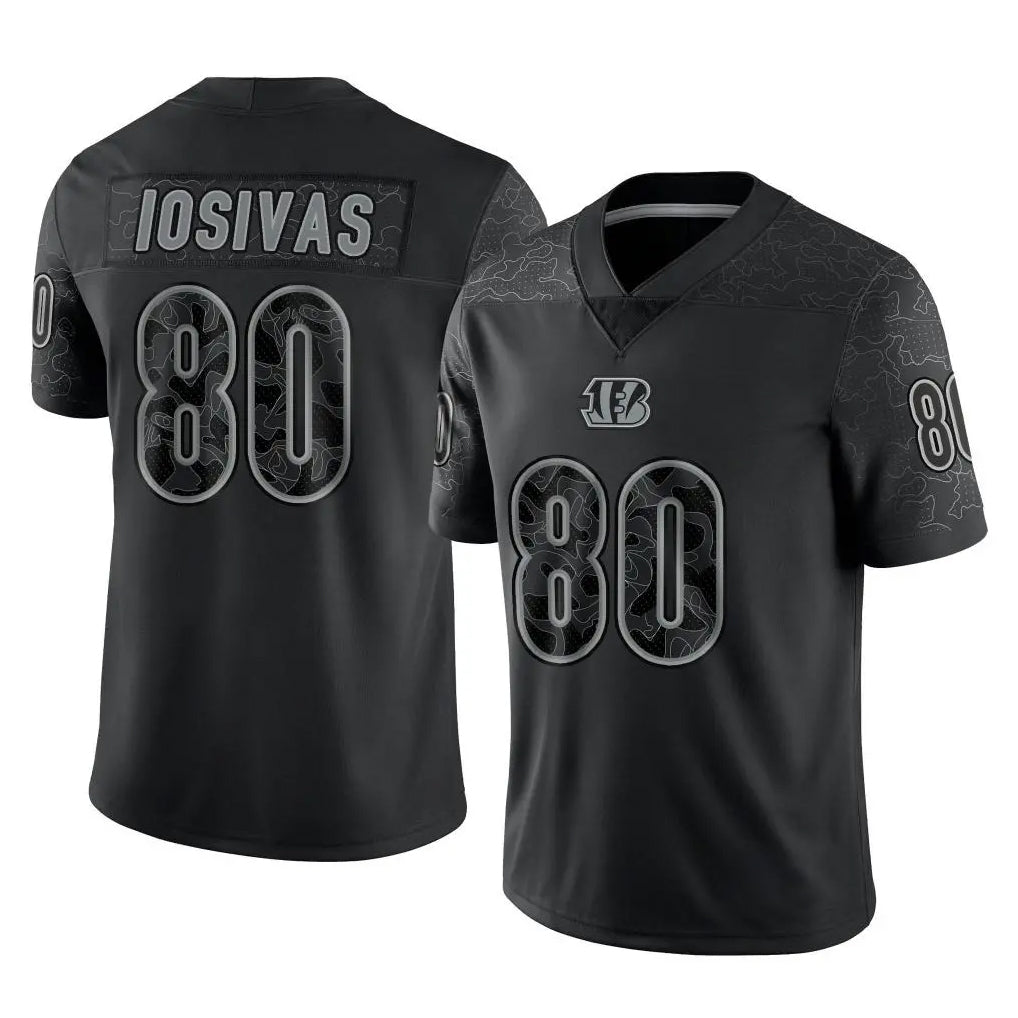 C.Bengals #80 Andrei Iosivas Player Black Reflective Limited Game CAdoa Stitched Jerseys