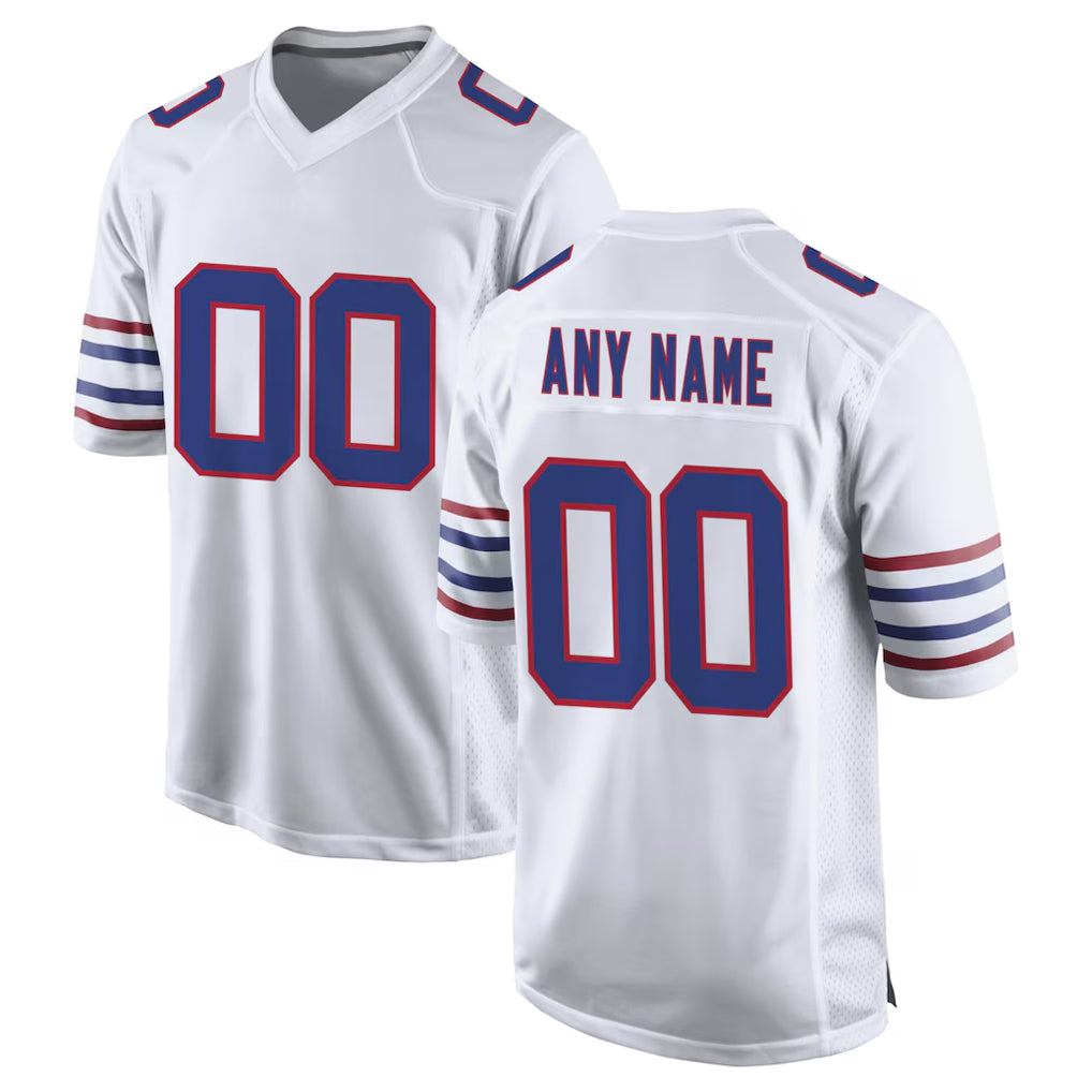 Custom B.Bills White Alternate Game Any Name & Numbers CAdoa Stitched Jerseys