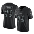 B.Ravens #79 Ronnie Stanley Player Black REFLECTIVE Limited CAdoa Stitched Jerseys