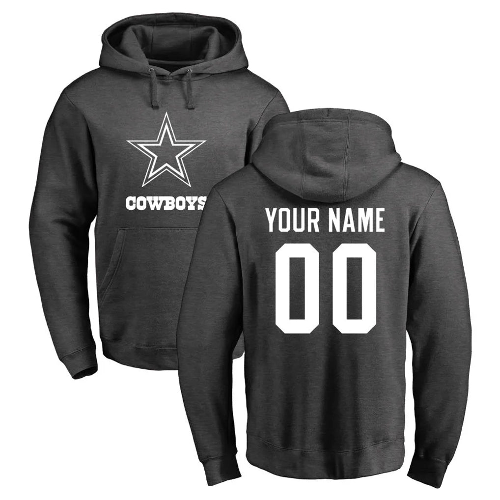 Custom D.Cowboys Ash One Color Pullover Hoodie Limited Any Name & Numbers CAdoa Stitched Jerseys