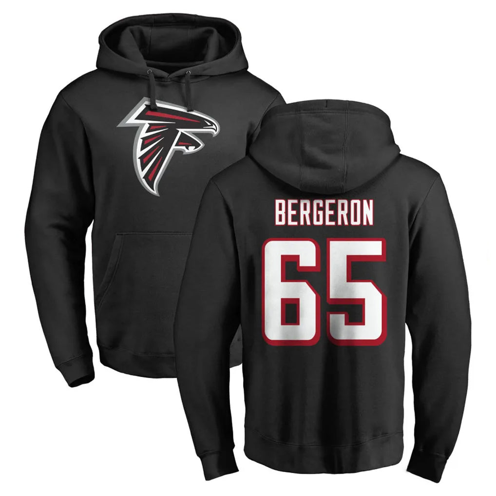 A.Falcons #65 Matthew Bergeron Player Black LOGO Pullover Hoodies Home Game CAdoa Stitched Jerseys