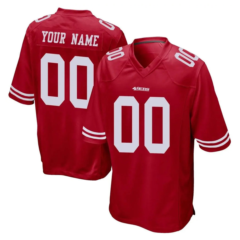 Custom SF.49ers Red Home Game Any Name & Numbers CAdoa Stitched Jerseys