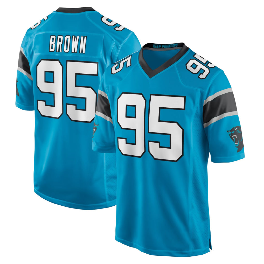 C.Panthers #95 Derrick Brown Player Blue Game CAdoa Stitched Jerseys