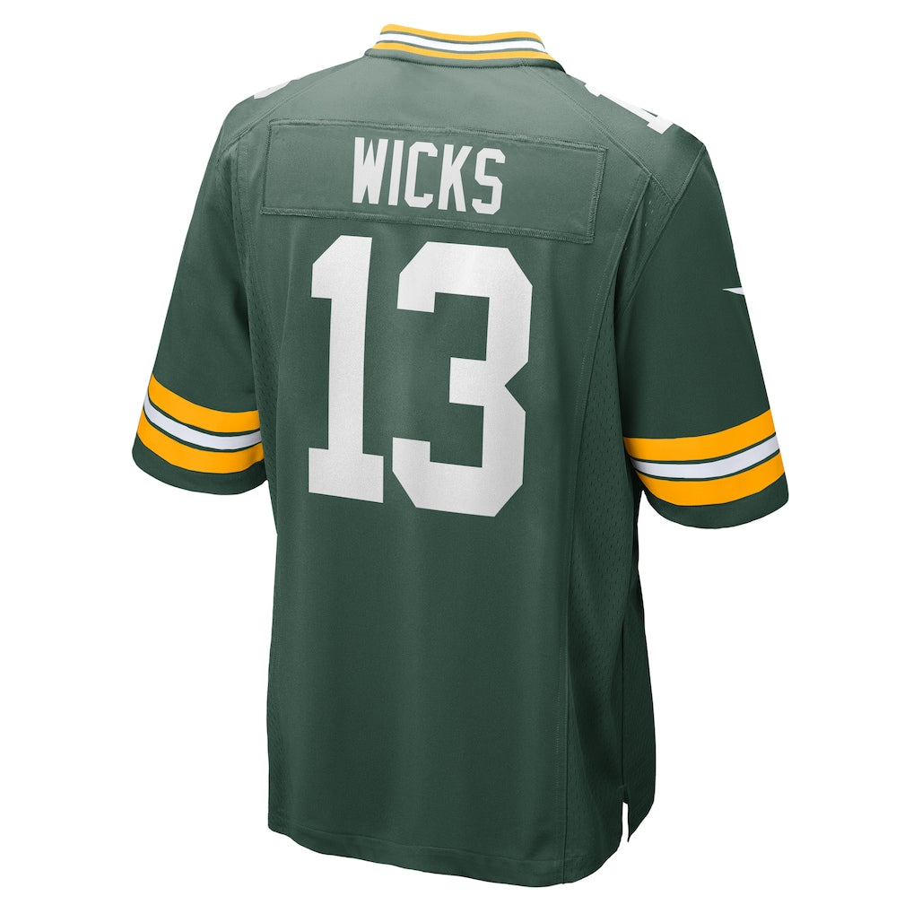 CAdoa GB.Packers #13 Dontayvion Wicks Green Game Jersey