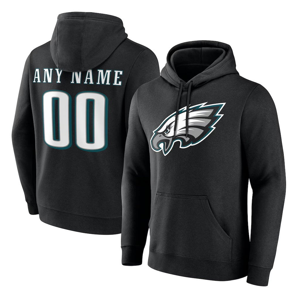 Custom P.Eagles Black LOGO Pullover Hoodies Home Game Any Name & Numbers CAdoa Stitched Jerseys