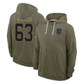 C.Panthers #63 Rasheed Walker Player Olive Salute to Service Hoodies Game CAdoa Stitched Jerseys