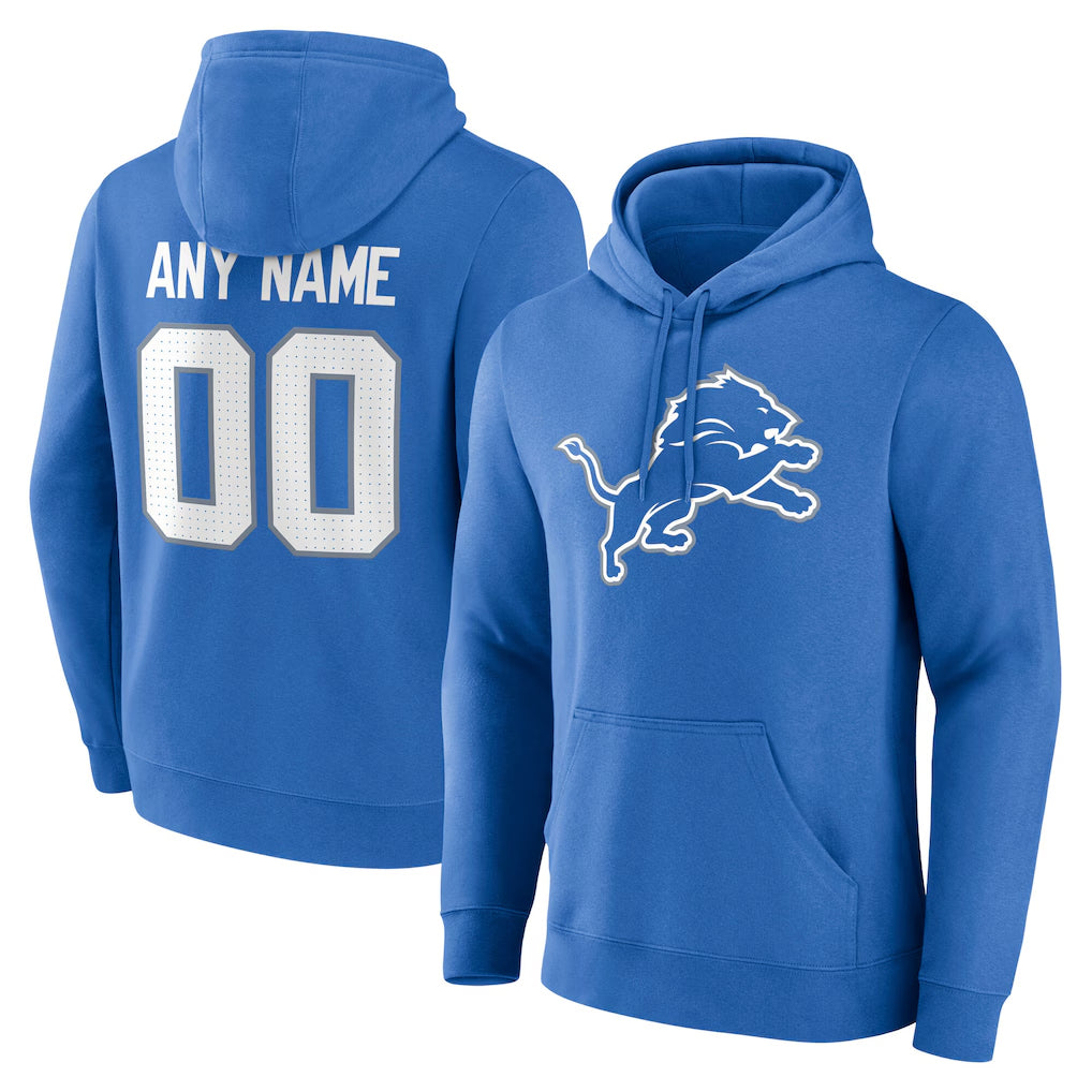 Custom D.Lions Blue Pullover Hoodies Limited Any Name & Numbers CAdoa Stitched Jerseys