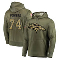 D.Broncos #74 Ben Powers Player Olive Salute to Service Pullover Hoodies Home Game CAdoa Stitched Jerseys