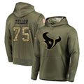 H.Texans #75 Wyatt Teller Player Olive Salute to Service Pullover Hoodies Home Game CAdoa Stitched Jerseys