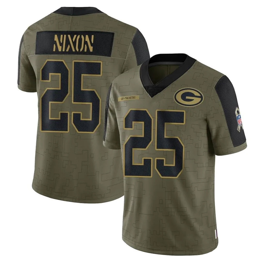 GB.Packers #25 Keisean Nixon Player Olive Salute To Service Limited Game CAdoa Stitched Jerseys